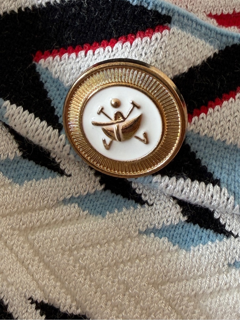 CHINSTUDIO Button Front Knit Vest Chevron Stripe Trim Preppy Nautical Nordic - Picture 10 of 17